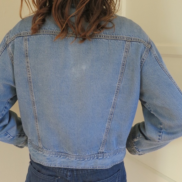 Vintage 1990s Blue Denim Jean Jacket Size M pockets zipper - Picture 3 of 13